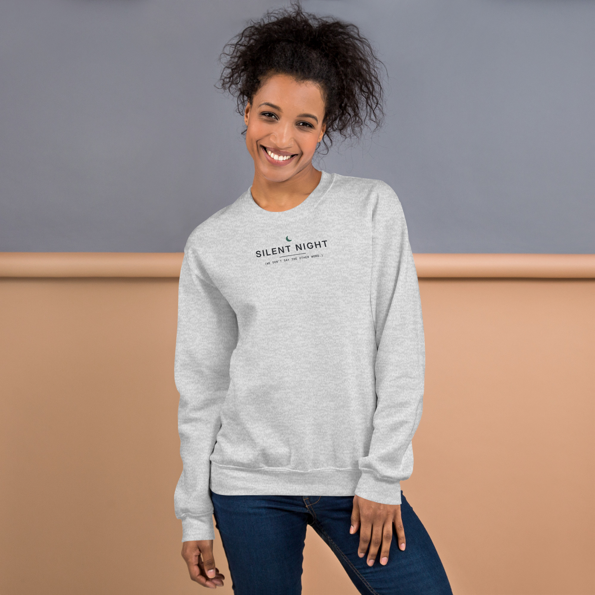 Ash Silent Night sweatshirt, on model