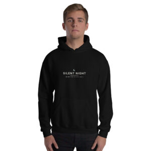 Black Silent Night hoodie, front on model
