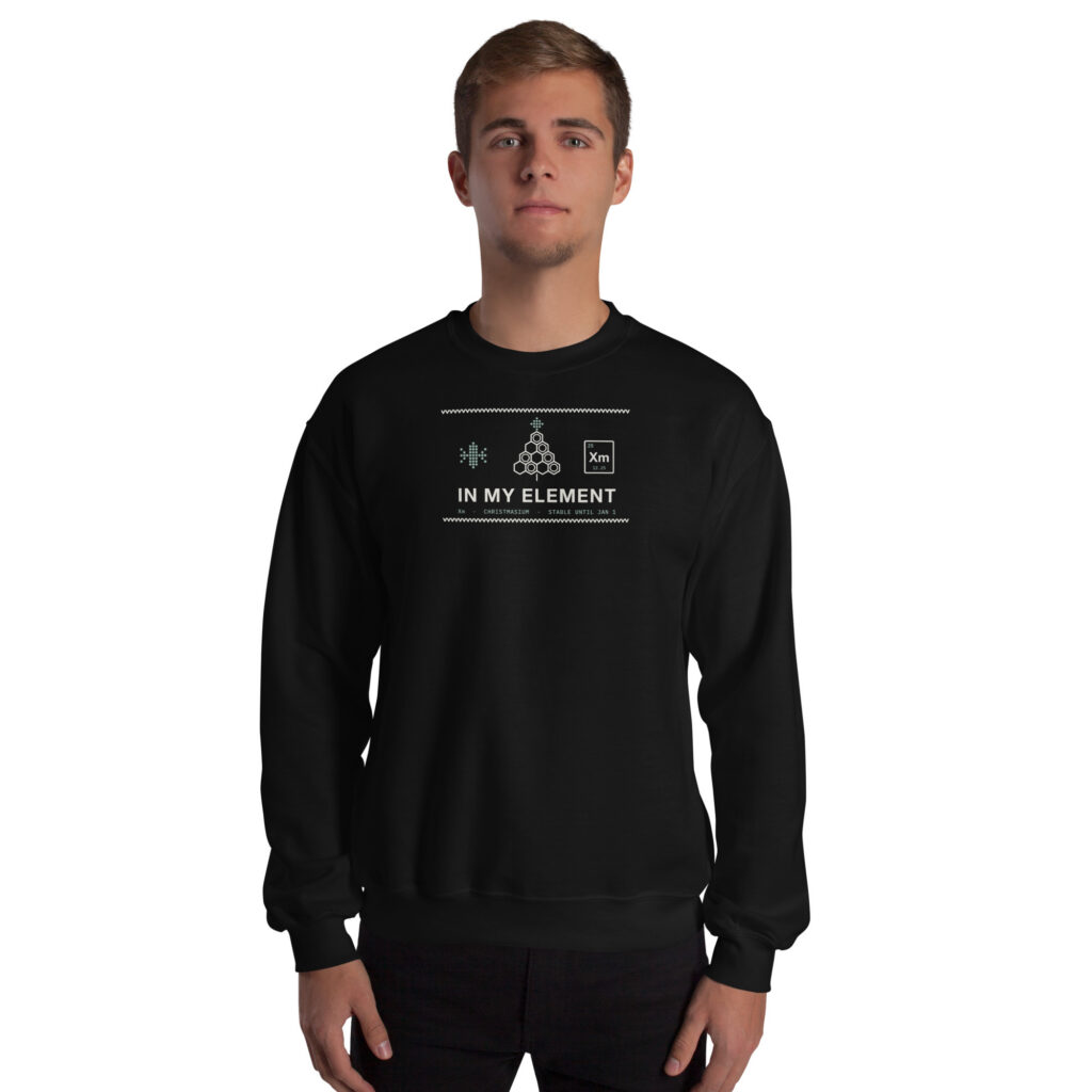 Black In My Element sweatshirt, front on model