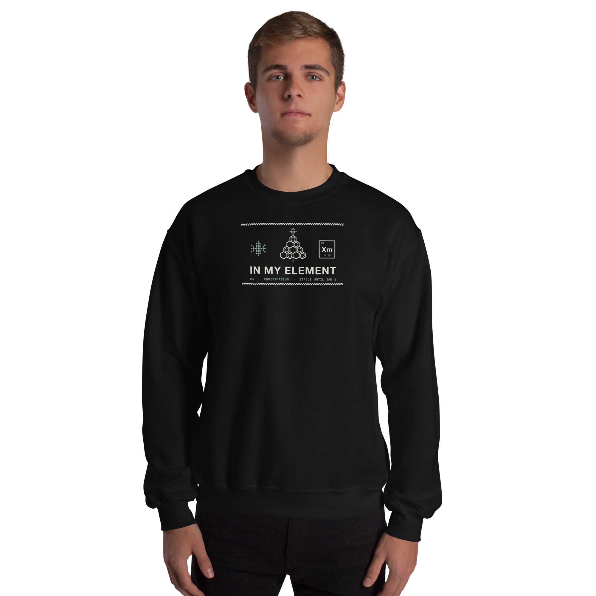 Black In My Element sweatshirt, front on model